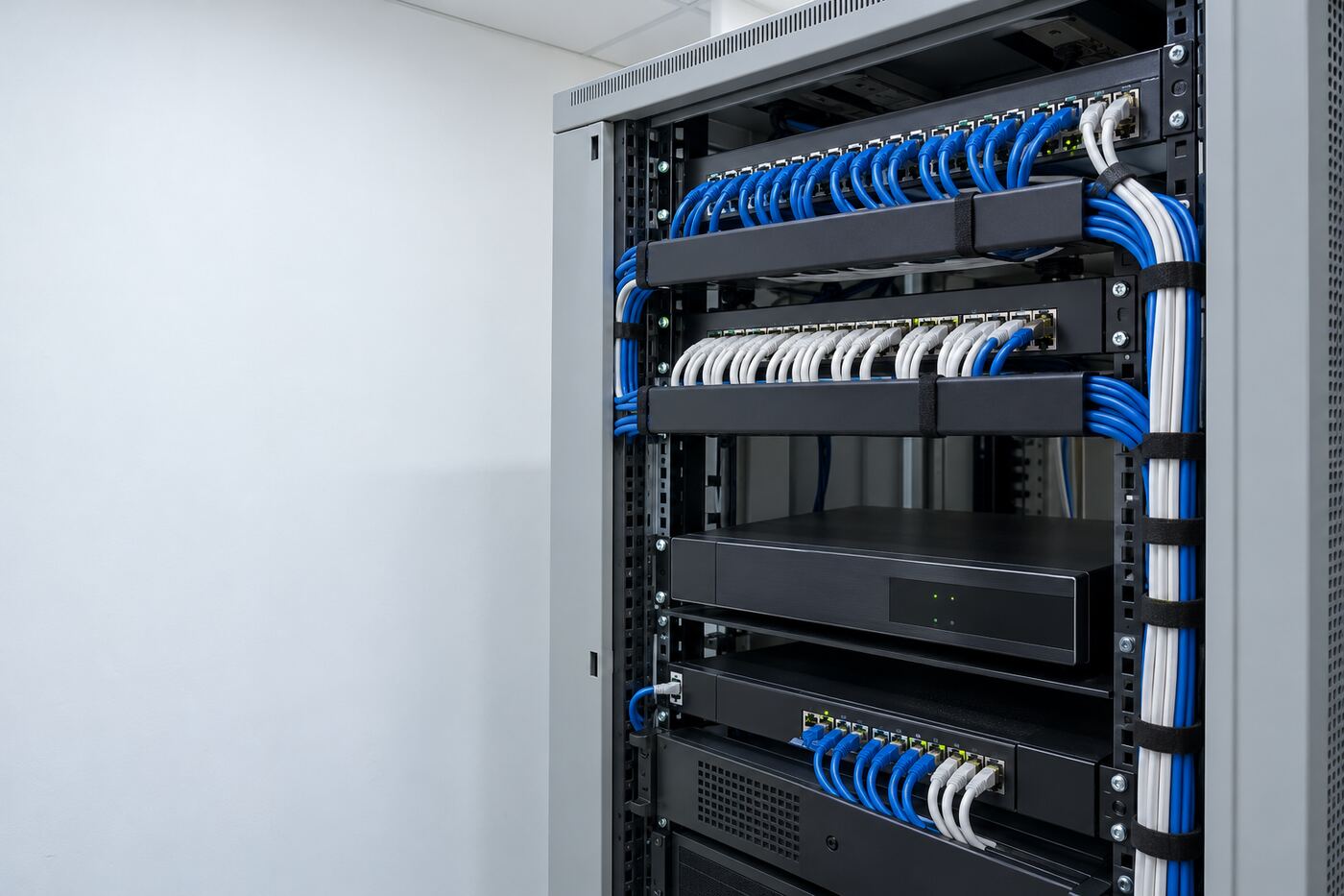 Network video recorder in a tidy comms rack